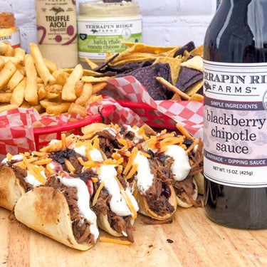 Blackberry Chipotle Pulled Pork Mini Tacos