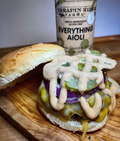 Cheddar Ranch Burgers with Everything Aioli