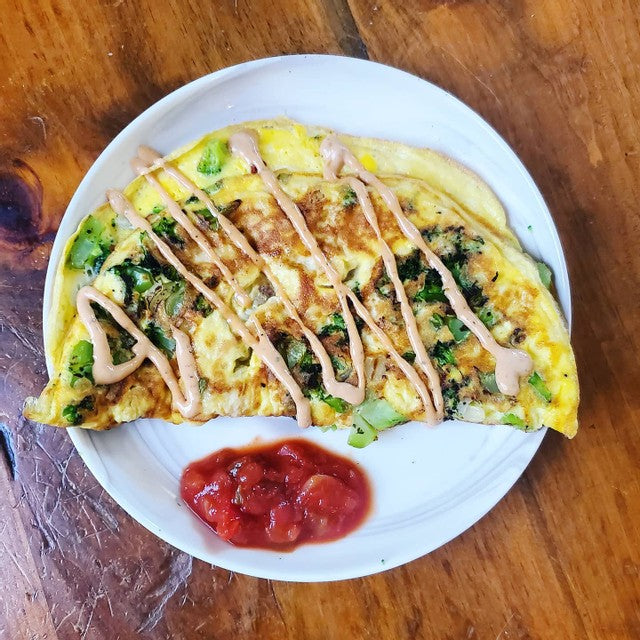 Omelet with Harissa Aioli Squeeze