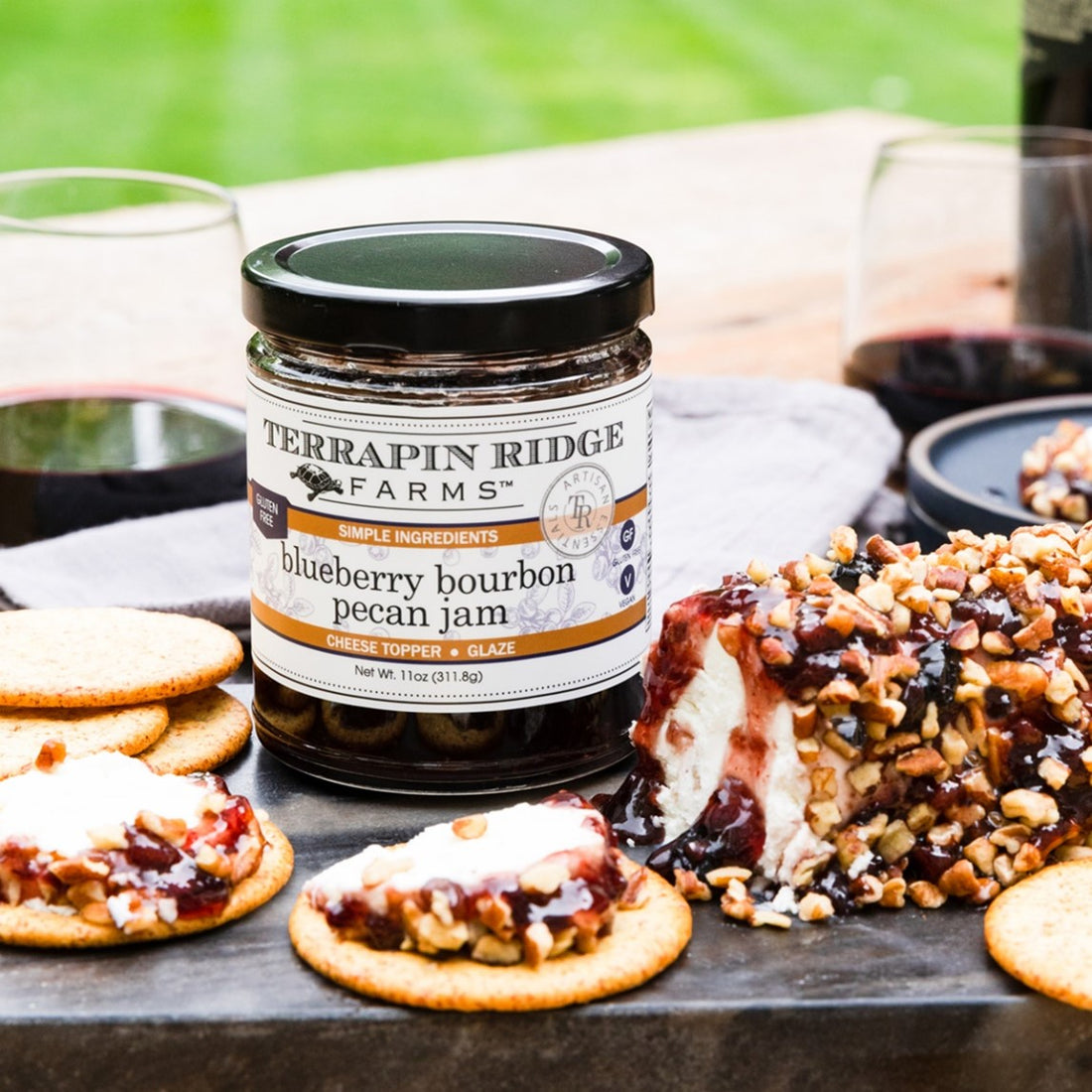 Blueberry Bourbon Pecan Goat Cheese Log