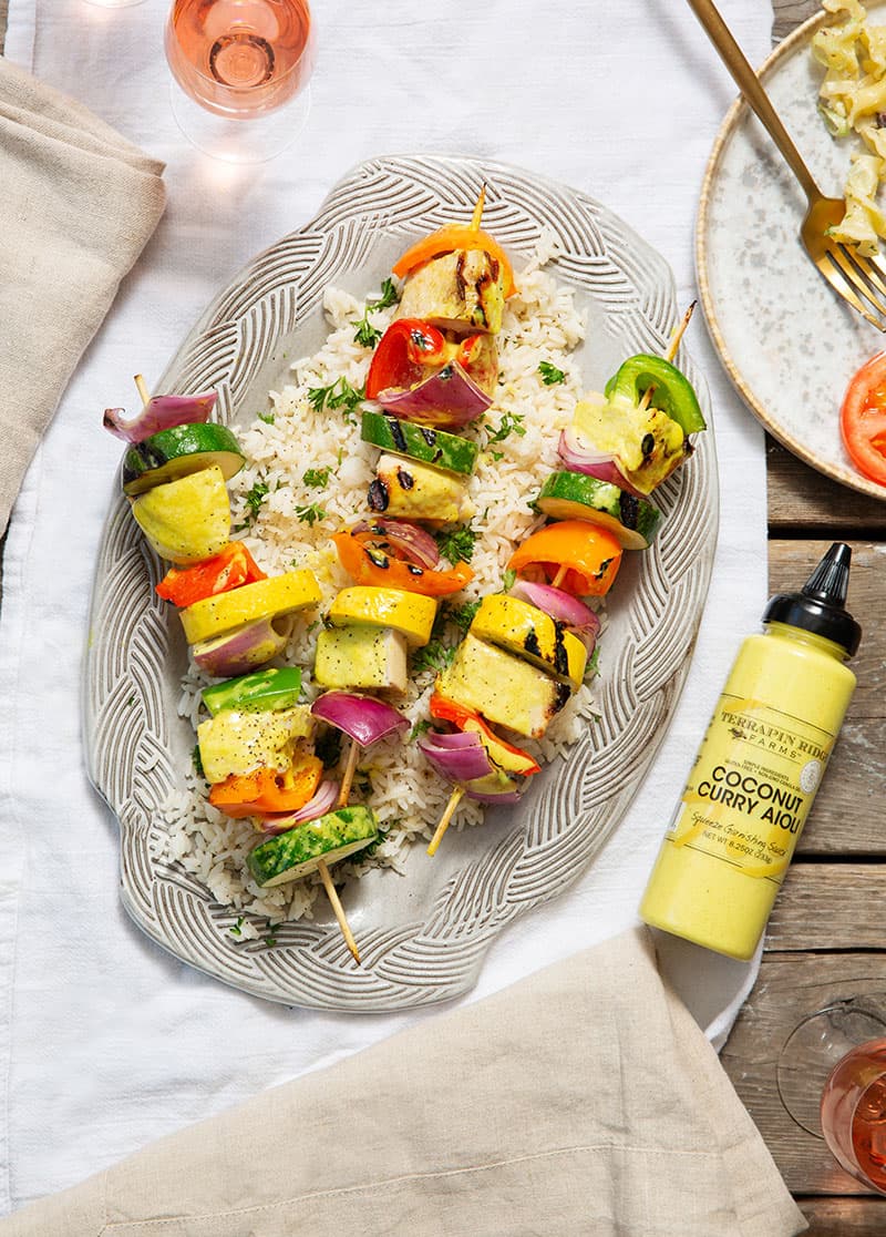 Coconut Curry Kebabs on the Grill