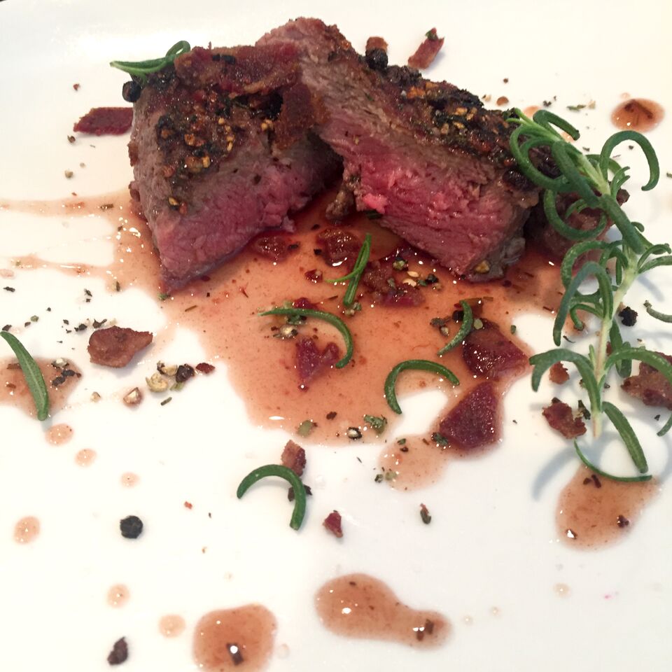 Tart Cherry, Apple and Rosemary Glazed Filet Mignon