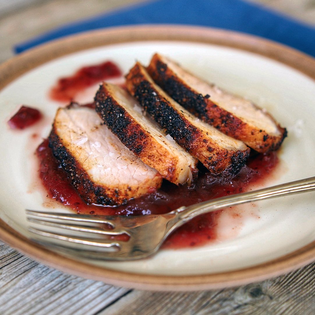 Cranberry Relish with Grand Marnier Coffee Crusted Pork Chops