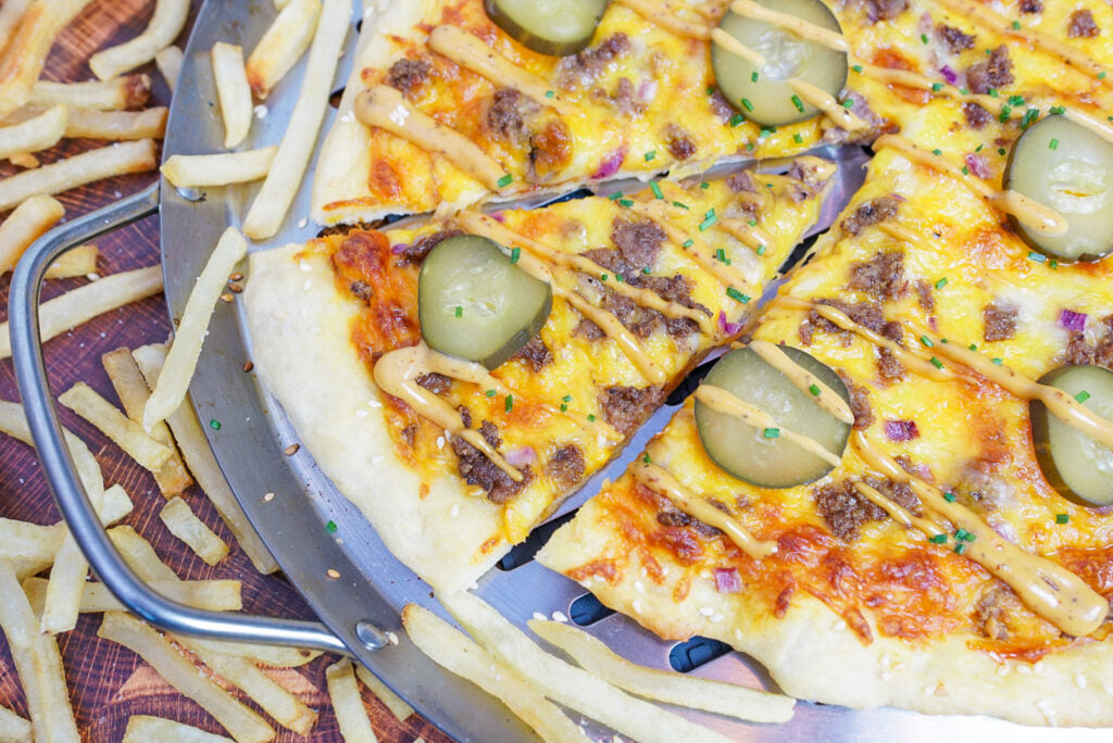 Cheeseburger Pizza with Everything Aioli