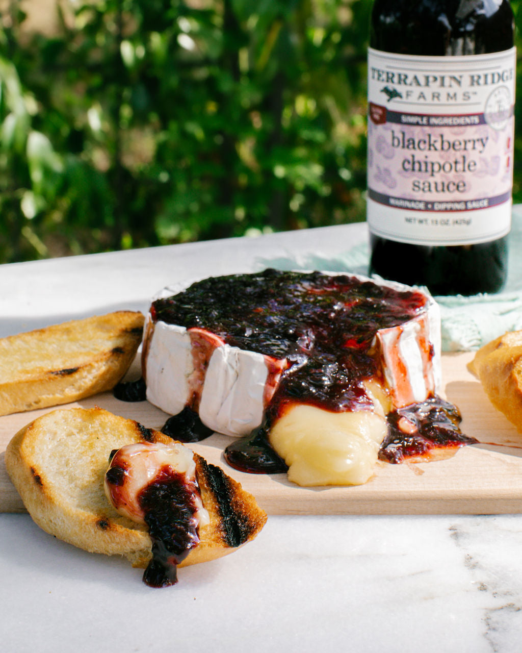 Blackberry Chipotle Grilled Planked Brie