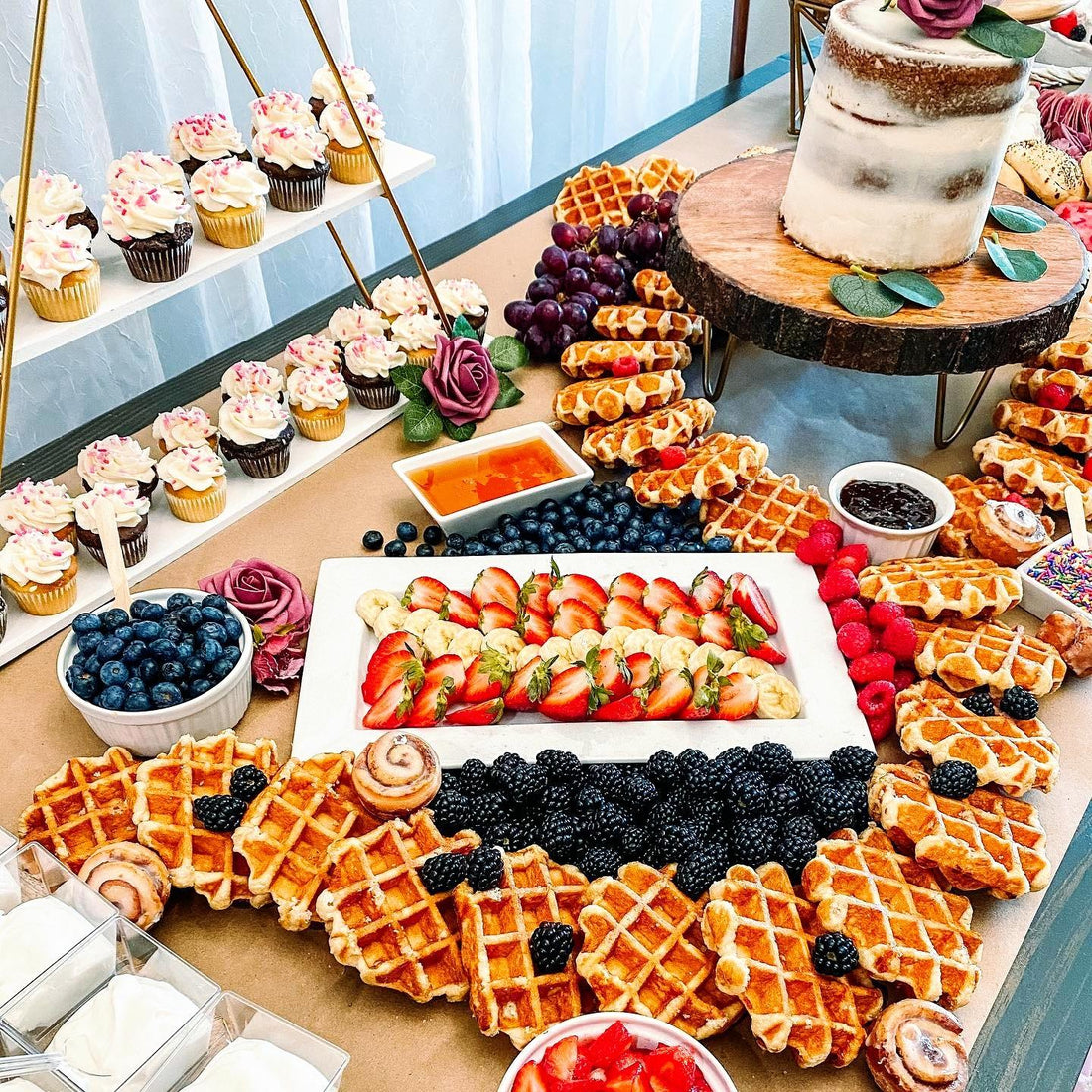 Pancake or Waffle Board with Gourmet Jams and Fruit