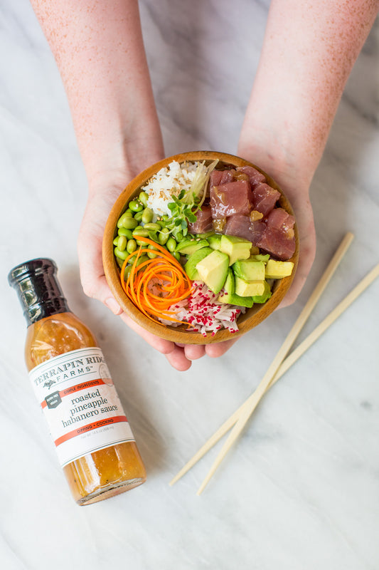 Poke Bowl with Pineapple Habanero Sauce