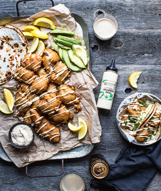 Fish Tacos with Jalapeño Aioli