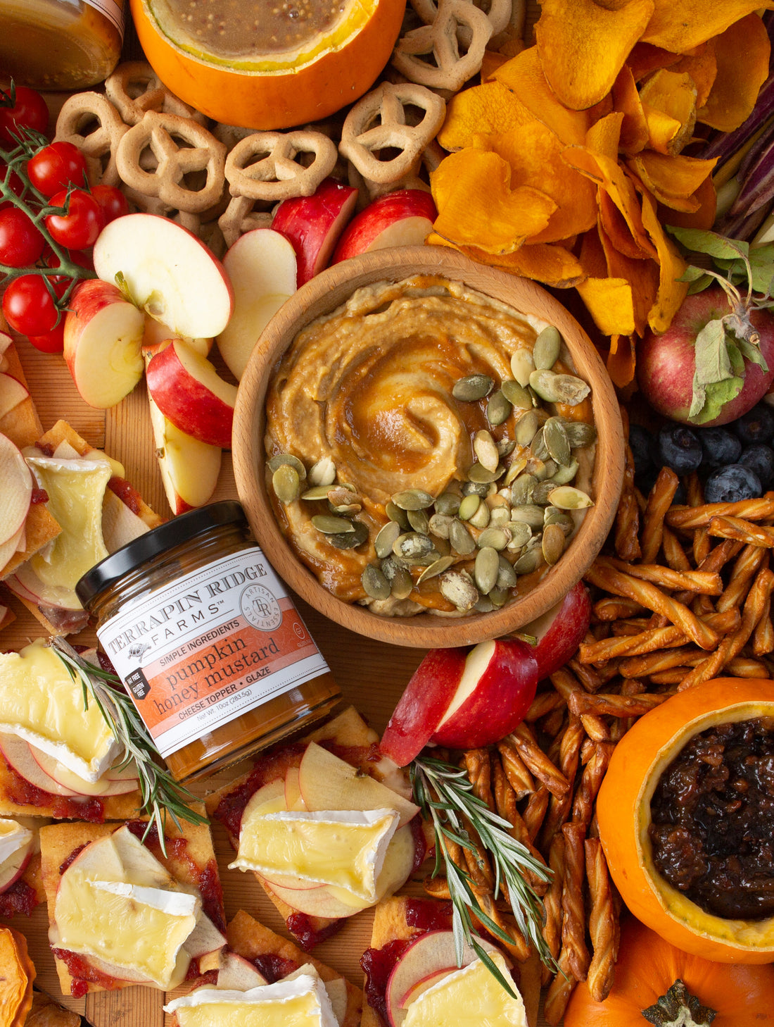Pumpkin Honey Mustard Swirled Hummus