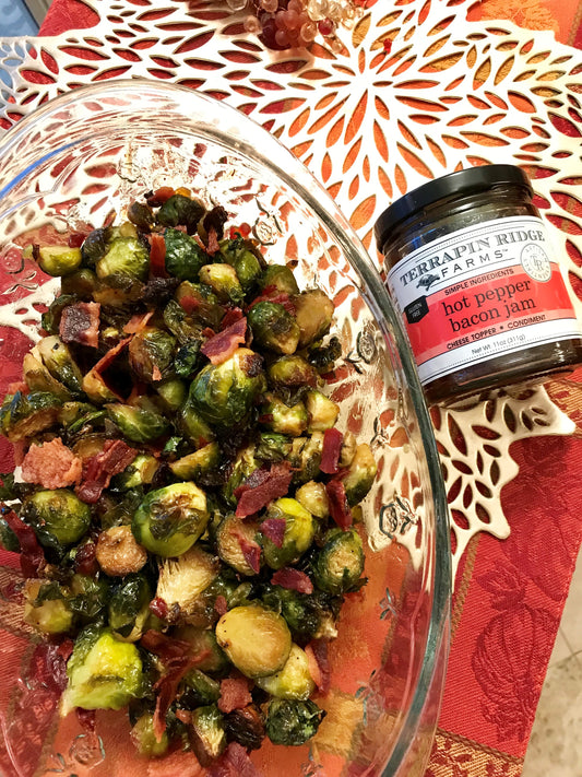 Brussel Sprouts with the BEST Bacon Jam