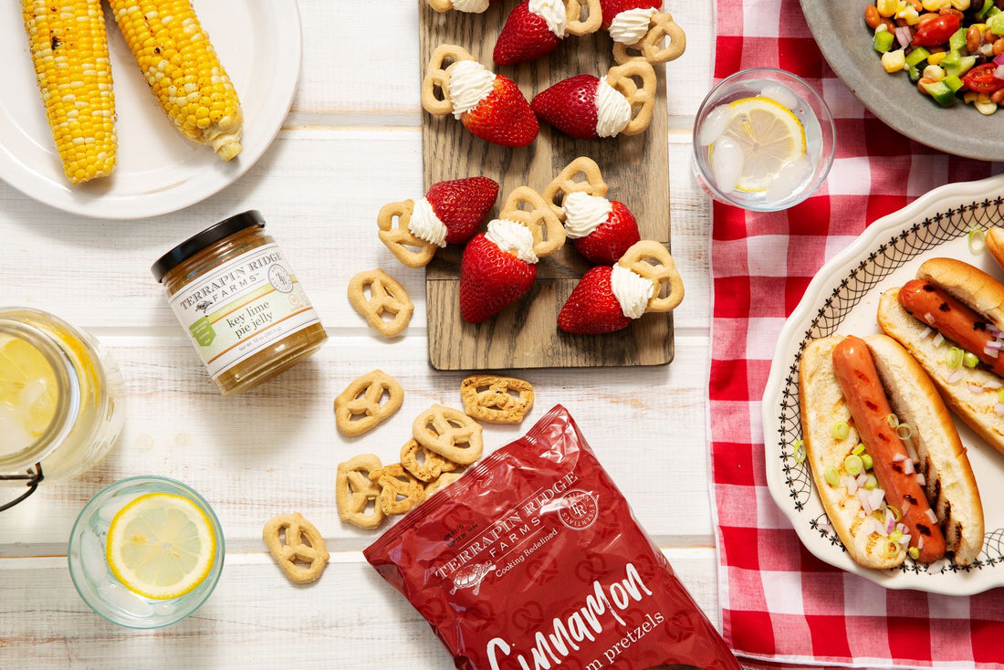 Key Lime Pie Stuffed Strawberries with Cinnamon Graham Pretzels