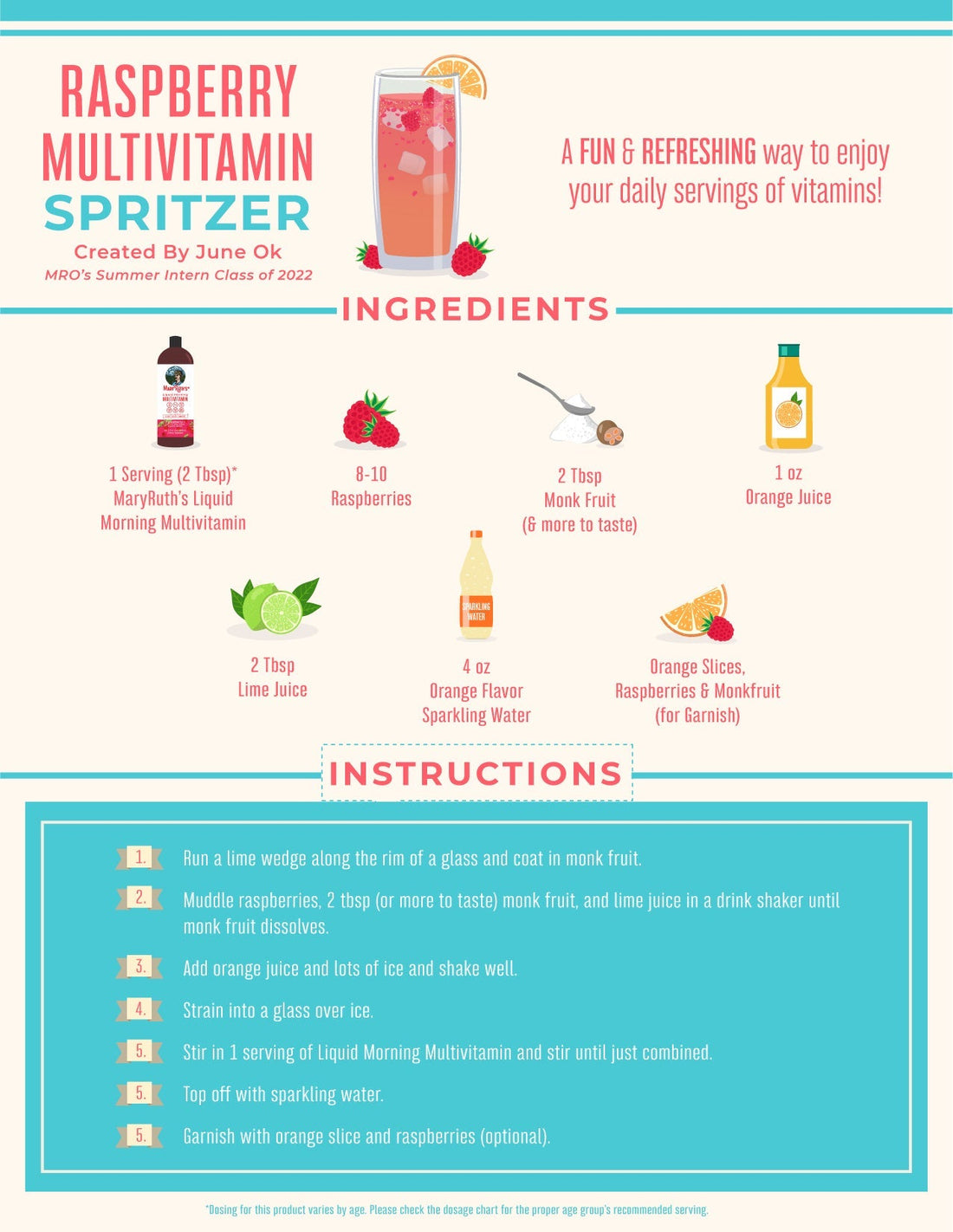 Raspberry Multivitamin Spritzer Drink Recipe