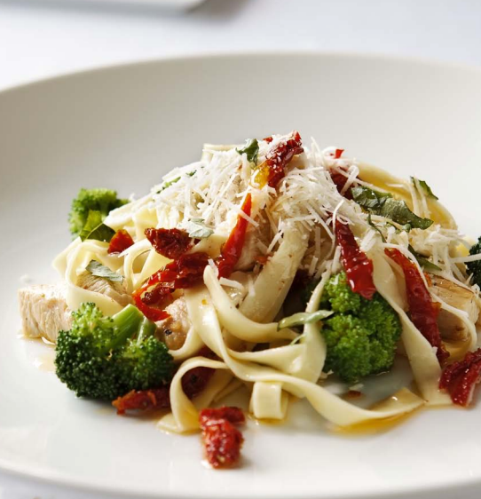 Sun-dried Tomato Linguine with Chicken and Broccoli