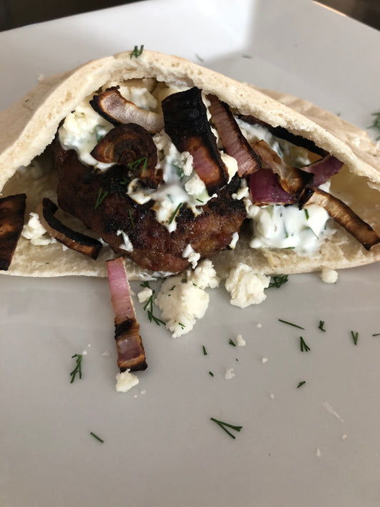 Grilled Lamb Burgers with Fustini's Tzatziki Sauce