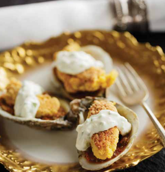 Corn Fried Oysters With Jalapeno Cream